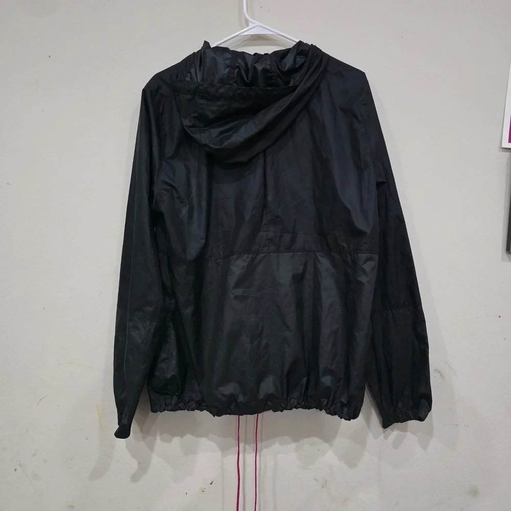 Columbia Womens Windbreaker Jacket Black Pink Full Zip‎ Hooded Shell Large